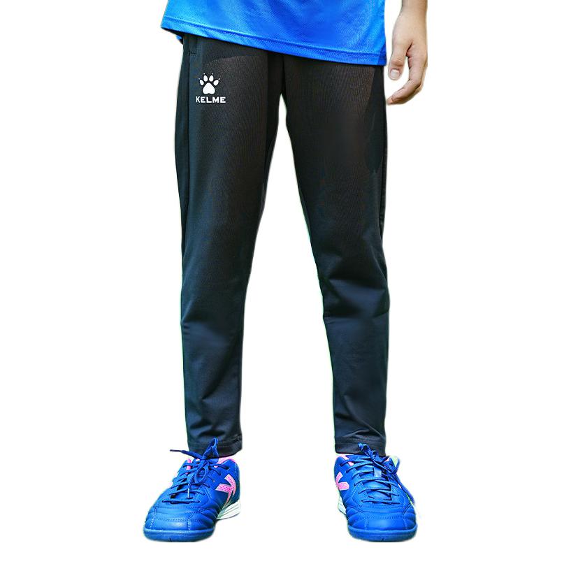 推荐商品：KELME/卡尔美童装 足球系列印花针织透气运动长裤 男中大童 8061CK3002 黑