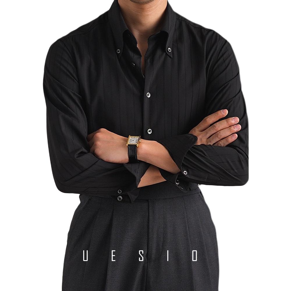 推荐商品：JUESION/觉绅 透气意式商务长尖领竹纤维衬衫 JSH331 黑
