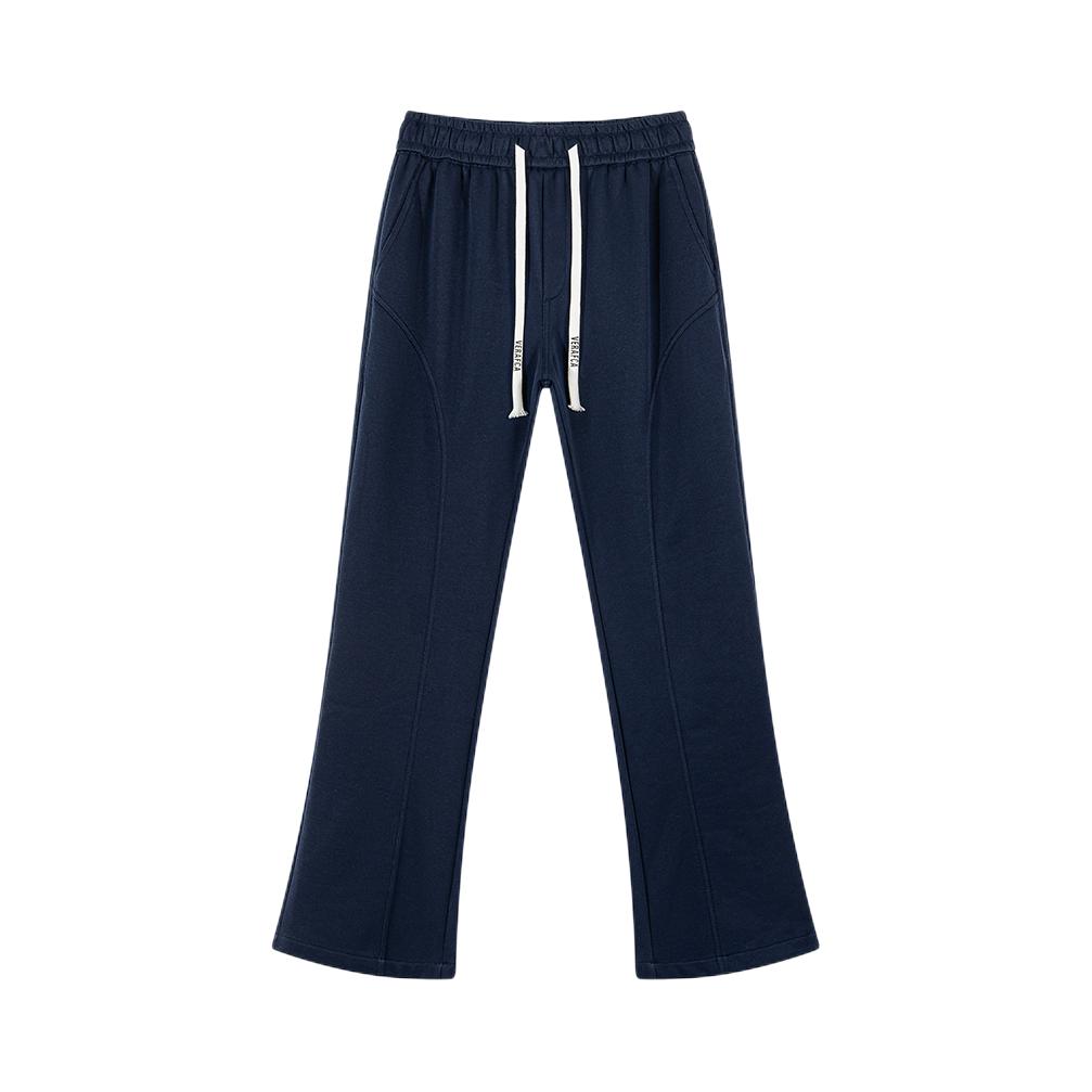 推荐商品：VERAF CA 中腰微喇垂感拼接运动长裤 VF25X1360 藏青