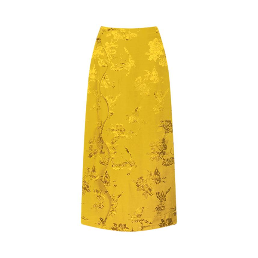 推荐商品：TUYUE/涂月 中腰直筒型A型聚酯纤维无弹半身长裙 女装 TYS1S1K02O 黄琉璃