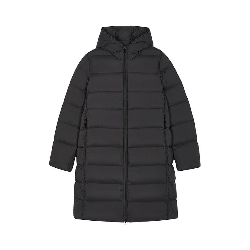 推荐商品：JNBY/江南布衣 H型连帽长款羽绒服 5P0C10010 本黑