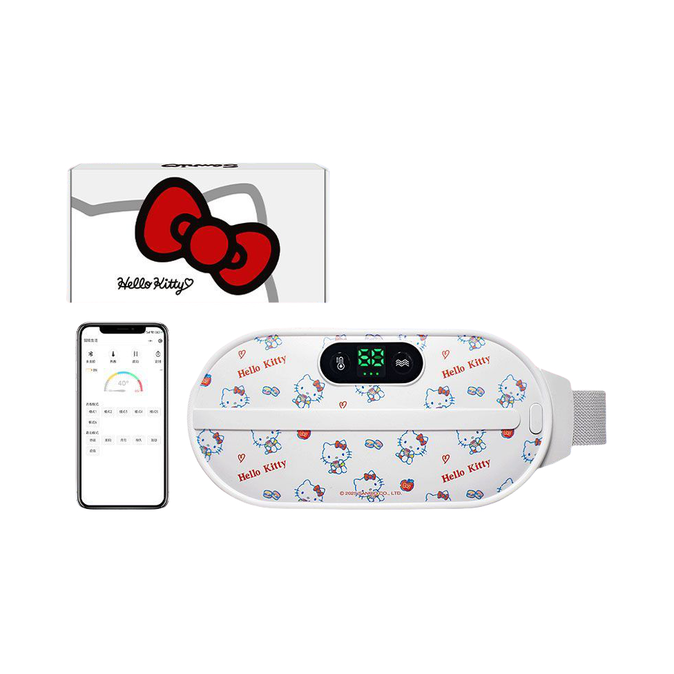 推荐商品：Sanrio/三丽鸥 HelloKitty系列 XF-KTNG01 暖宫带 热敷 卡通 可爱 蓝牙 智能控温 腰部 小巧 六档震动