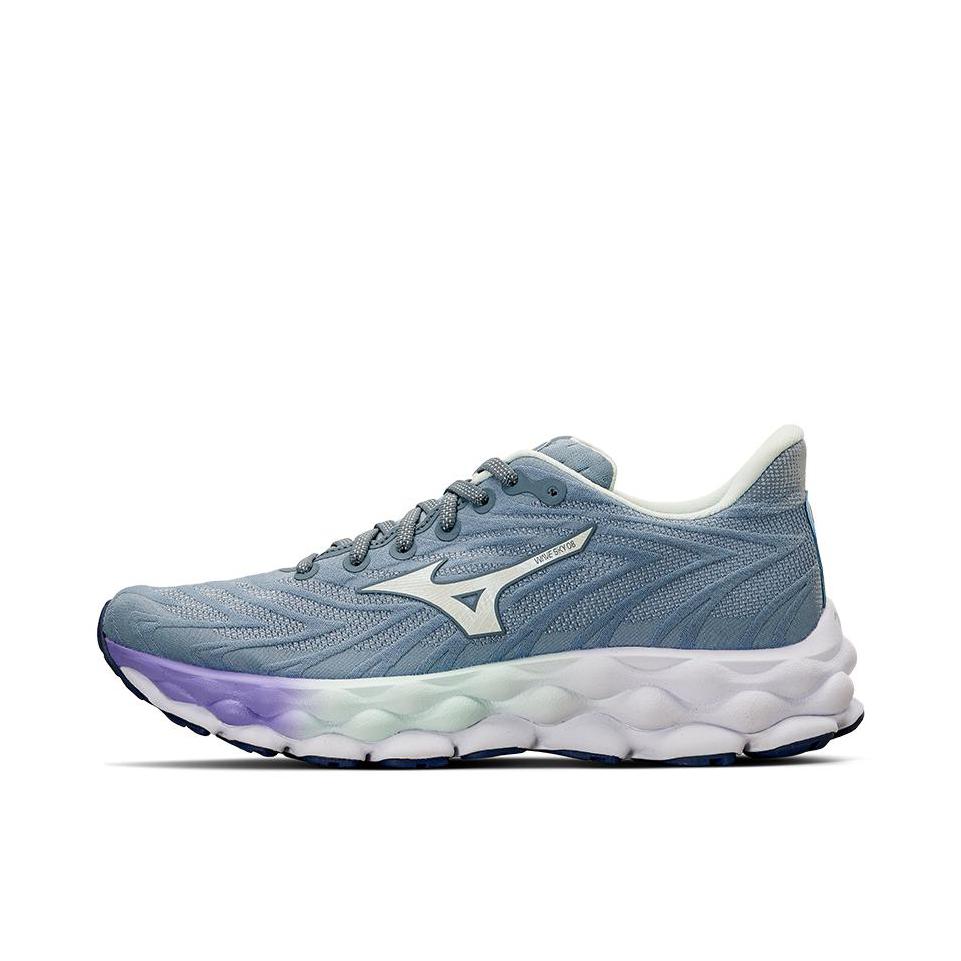 推荐商品：Mizuno/美津浓 Wave Sky 8 缓震回弹 舒适轻便 防滑耐磨 透气 百搭时尚 织物 慢跑 跑鞋 女款/蓝色/薄荷绿/紫色