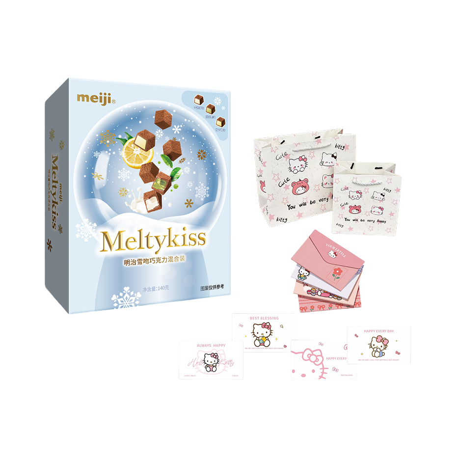 推荐商品：Meiji/明治 KT猫咪信封 雪吻 混合口味 140g 巧克力 礼盒装