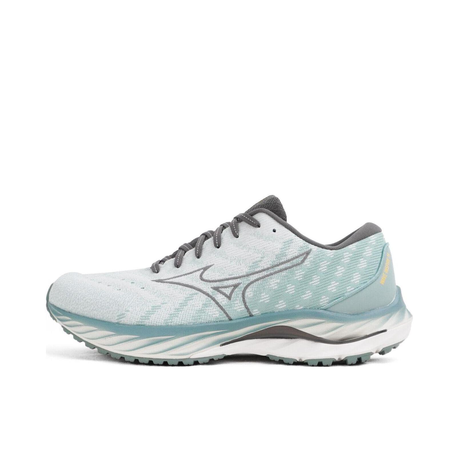 推荐商品：Mizuno/美津浓 Wave Inspire 19 支撑 潮流 缓震 圆头 织物 跑鞋 浅青色 