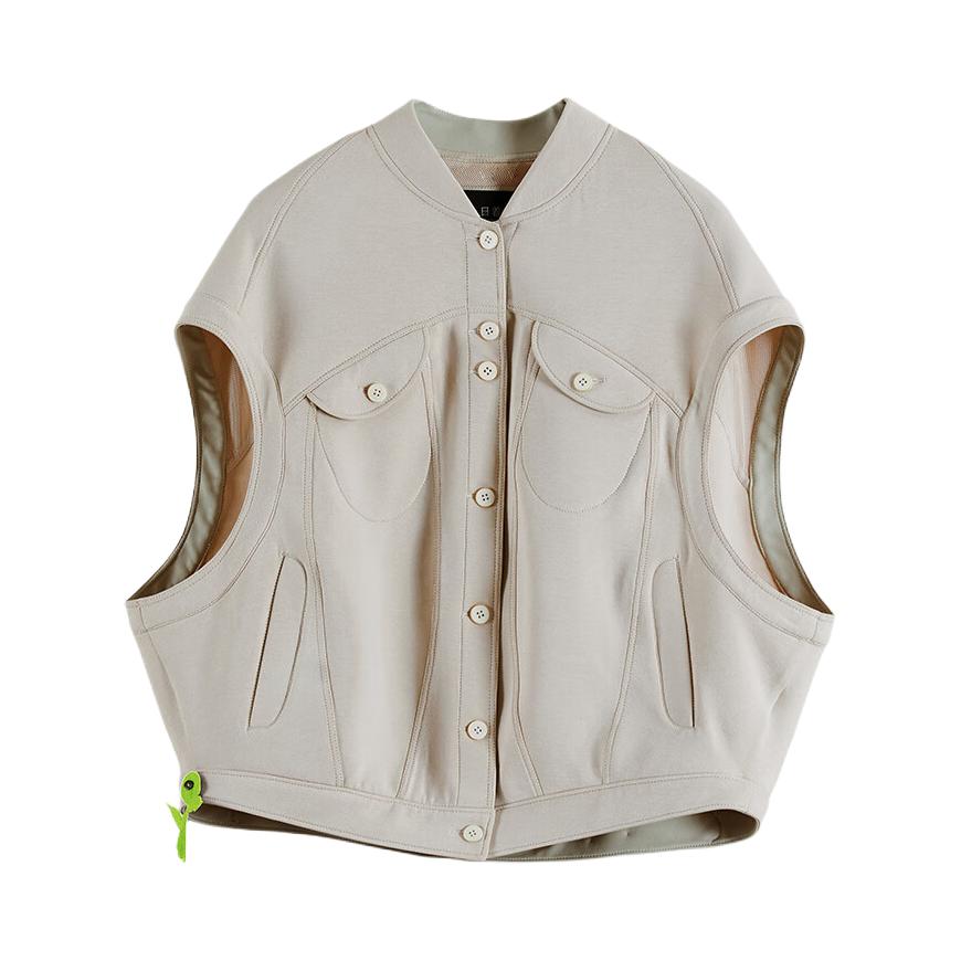 推荐商品：RIZHUO/日着 短款纽扣口袋马甲 女装 RC3262J0 气球白