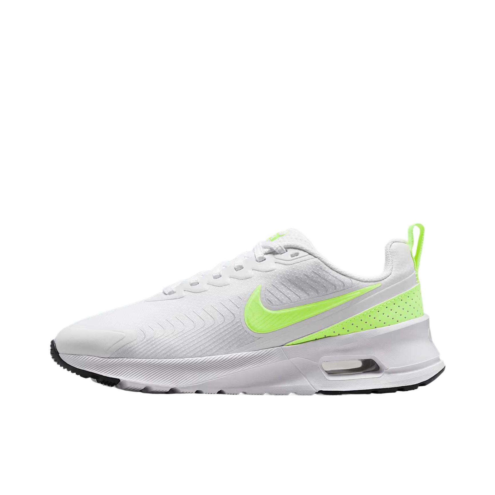 推荐商品：Nike Air Max Nuaxis 跑鞋 网面透气防滑耐磨舒适轻便系带缓震回弹百搭支撑抓地 女款/白色/绿色