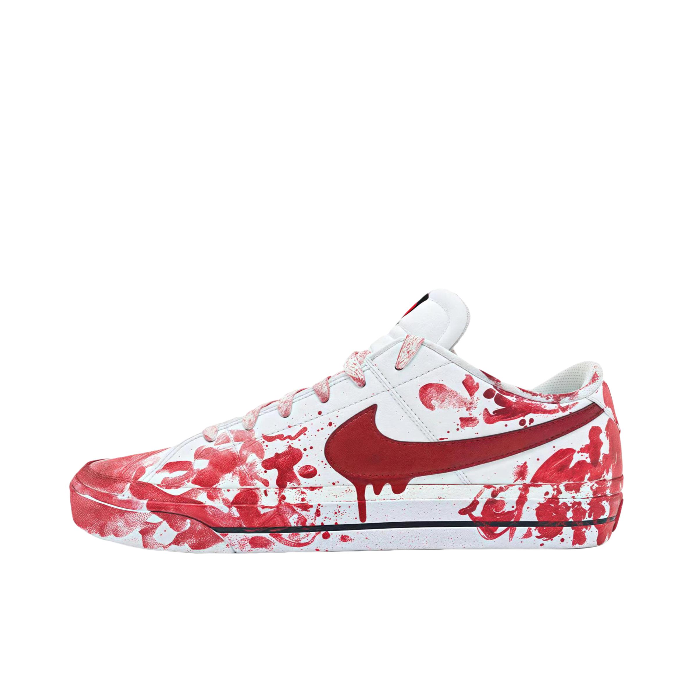 推荐商品：【定制球鞋】 Nike Court Legacy 板鞋 帆布做旧防滑耐磨舒适减震轻便合成革潮流简约复古美式休闲 哥特风/红色/白色