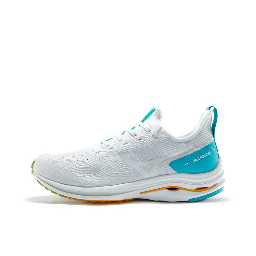 推荐商品：Mizuno/美津浓 Wave Rider Neo 耐磨 织物 合成革 低帮 包裹性 跑鞋 白色/天蓝色