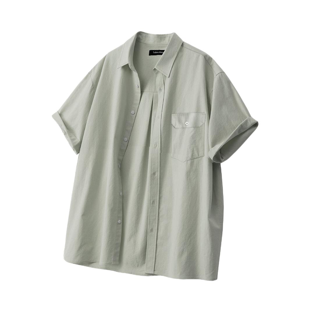 推荐商品：Endless Abyss 纯色透气落肩短袖衬衫 808EAS23 浅绿