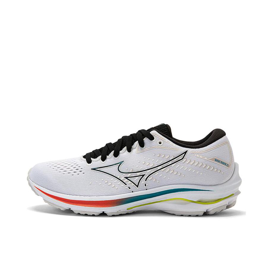 推荐商品：Mizuno/美津浓 Wave Rider 25 缓震回弹 防滑耐磨 舒适 透气 健身训练 织物 合成革 跑鞋 白色/黑色