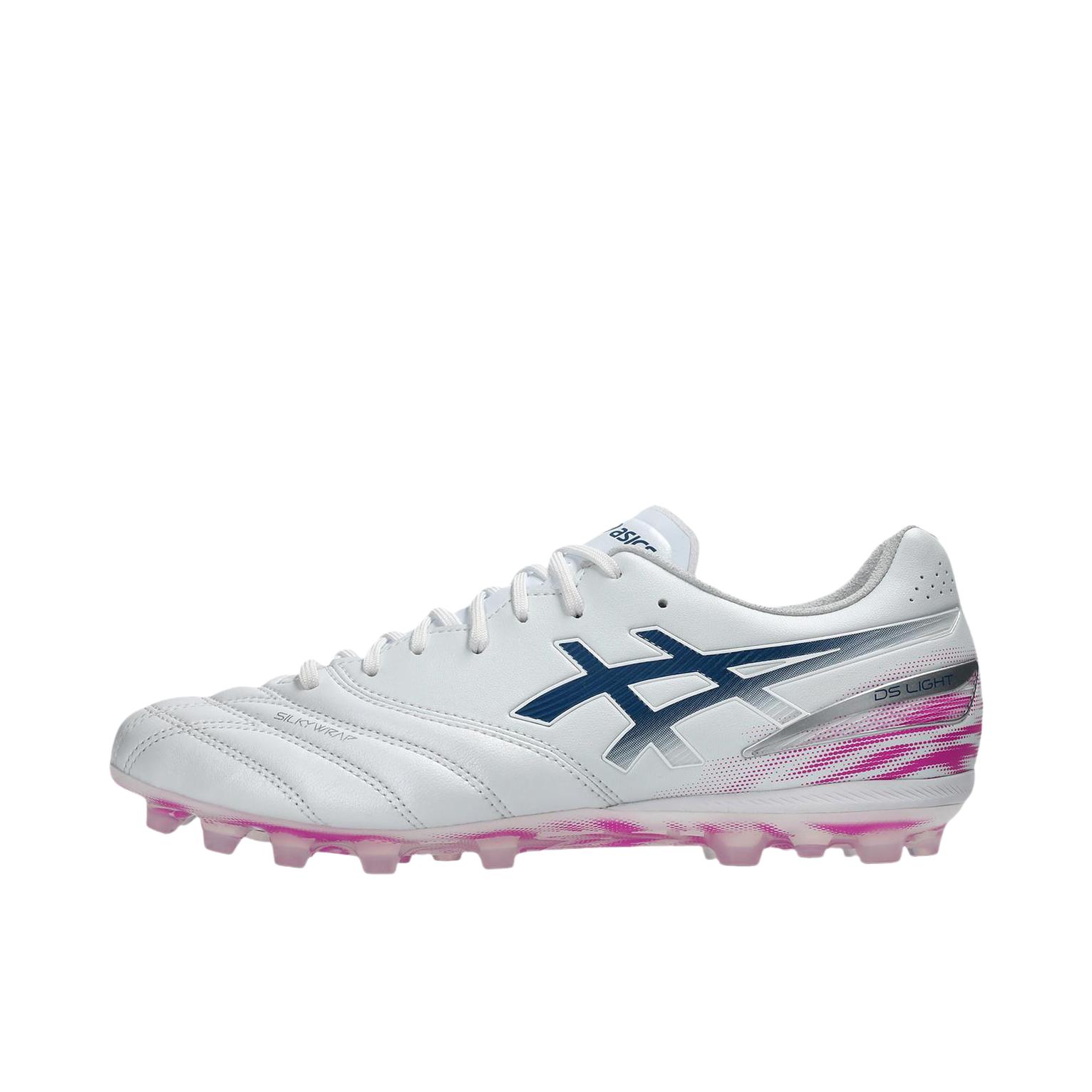 推荐商品：Asics/亚瑟士 DS LIGHT PRO AG 袋鼠皮 耐磨 人造草坪 缓震轻量 抗冲击 包裹性 短钉 胶质 圆头 足球鞋 白色/数码樱花 