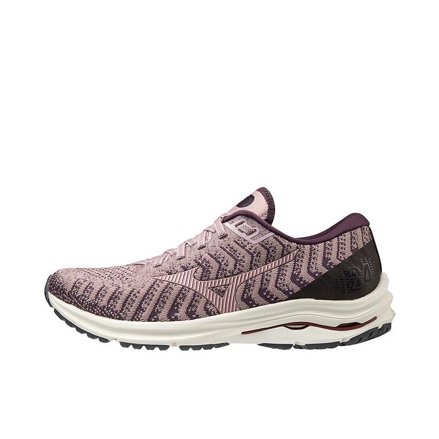 推荐商品：Mizuno/美津浓 Wave Rider 24 时尚休闲 防滑耐磨 减震透气 健身训练 舒适回弹 织物合成革 运动 跑鞋 黑色/粉色