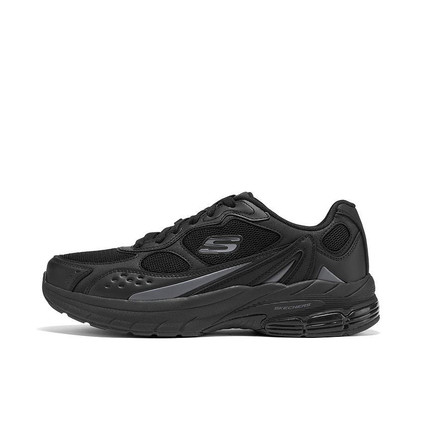 Skechers/斯凯奇 SPORT 跑鞋 防滑圆头厚底系带复古舒适 全黑色