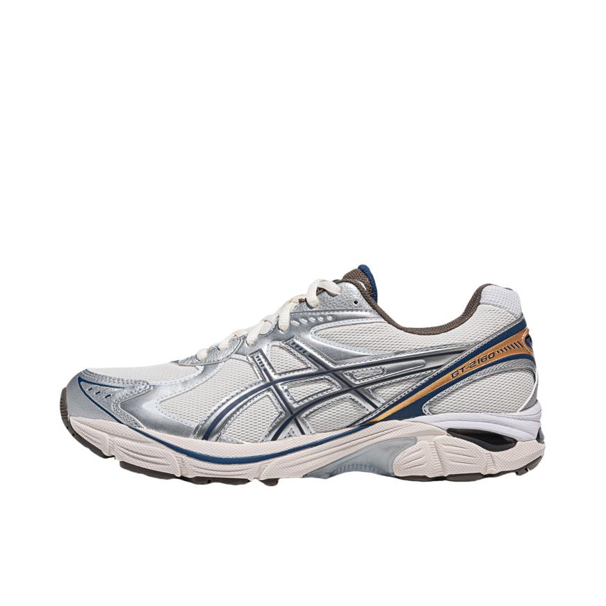 推荐商品：Asics/亚瑟士 GT-2160 跑鞋 拼接舒适缓震网面防滑耐磨复古简约百搭时尚合成革织物耐用短跑圆头支撑 白色/灰色/蓝色