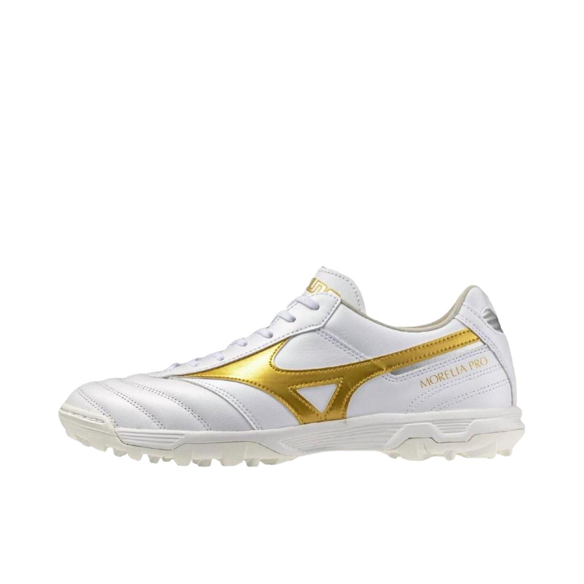 推荐商品：Mizuno/美津浓 MORELIA 2 PRO AS 足球鞋 百搭橡胶厚底系带 白色/金色