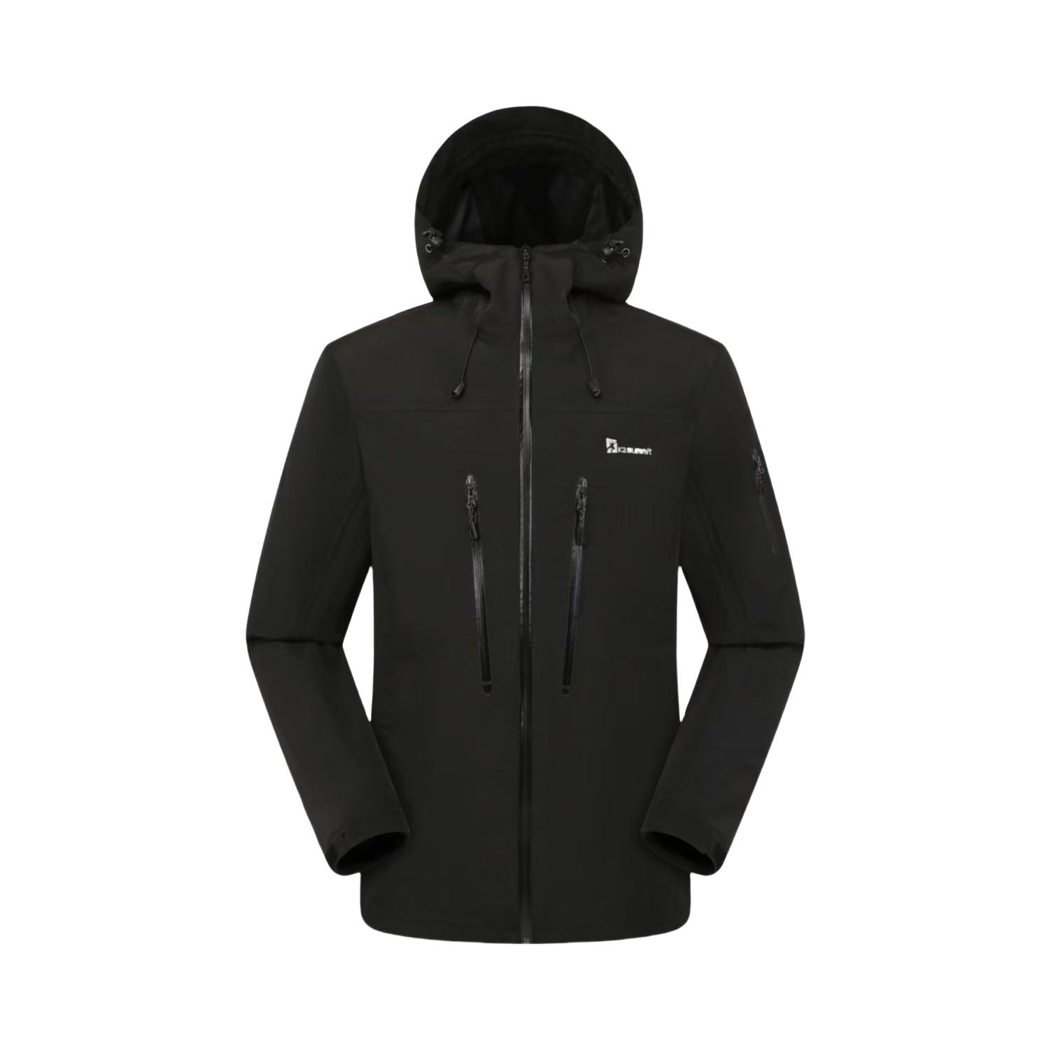 推荐商品：k2summit/凯图巅峰 防风防紫外线防水耐磨冲锋衣 AA060 墨陨黑