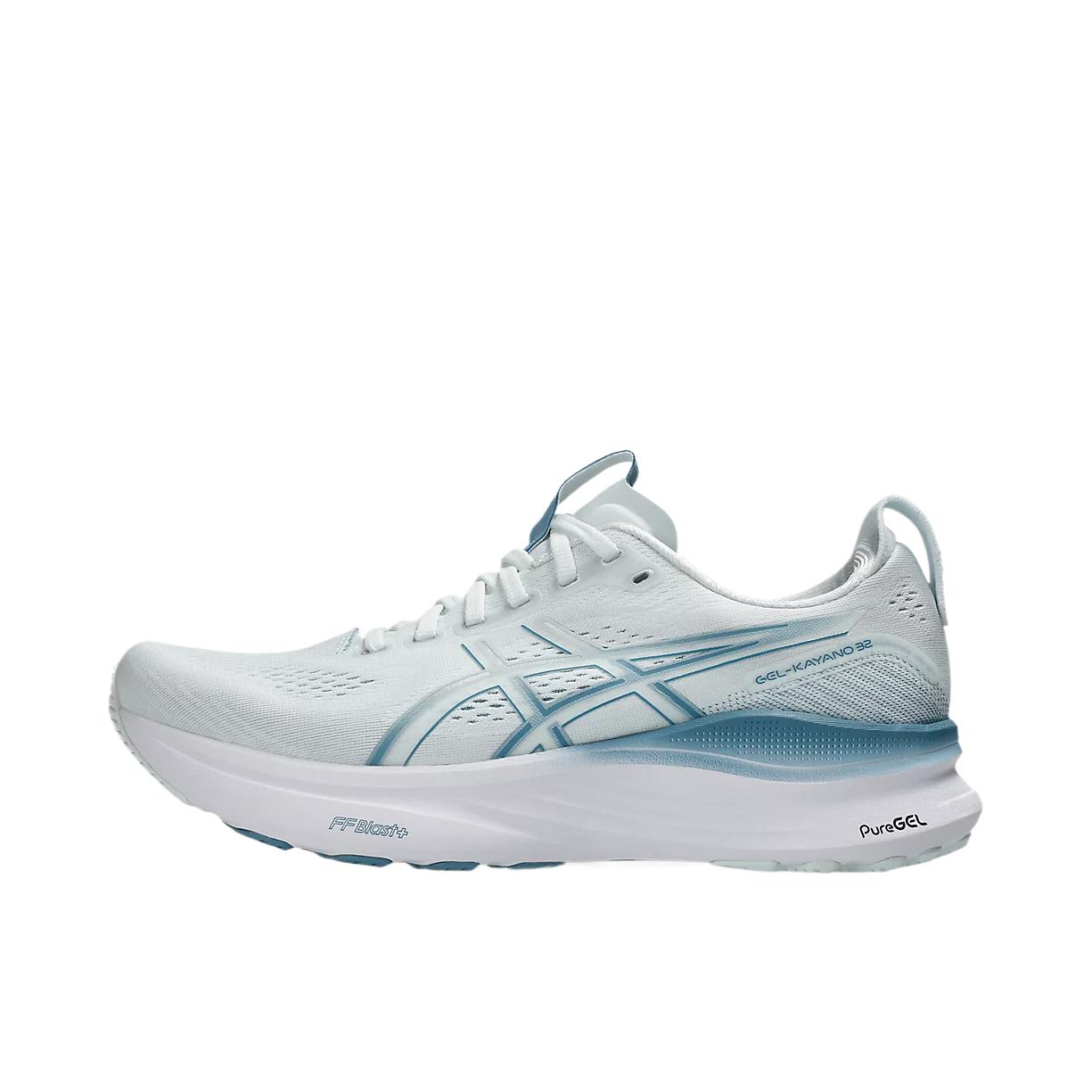 推荐商品：Asics/亚瑟士 GEL-KAYANO 32 跑鞋 防滑耐磨稳定支撑缓震回弹轻量训练圆头体测夜跑短跑 北极蓝/纯银色