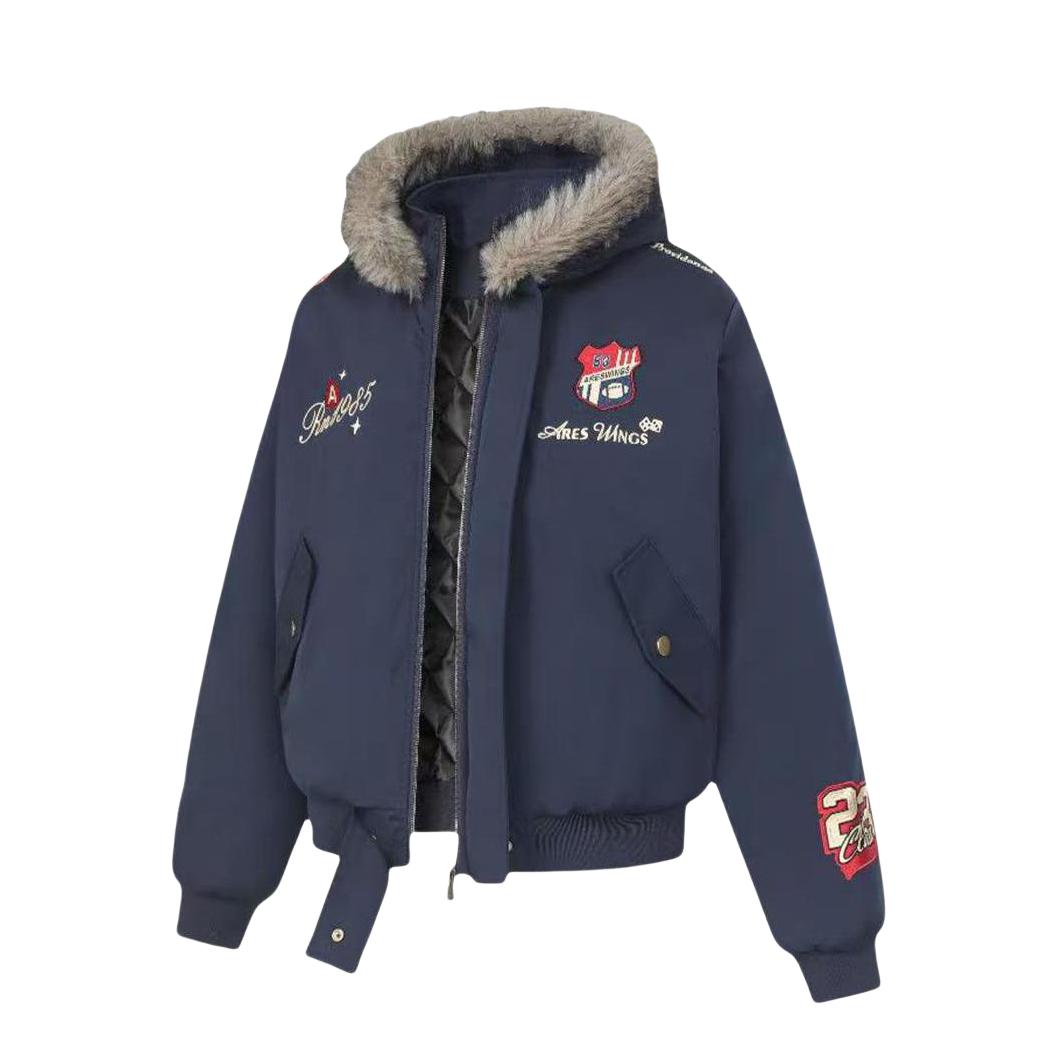 推荐商品：Paint Stain 2026SS 可拆卸毛领夹棉长袖棉服 FTH-GWHG-3417 蓝