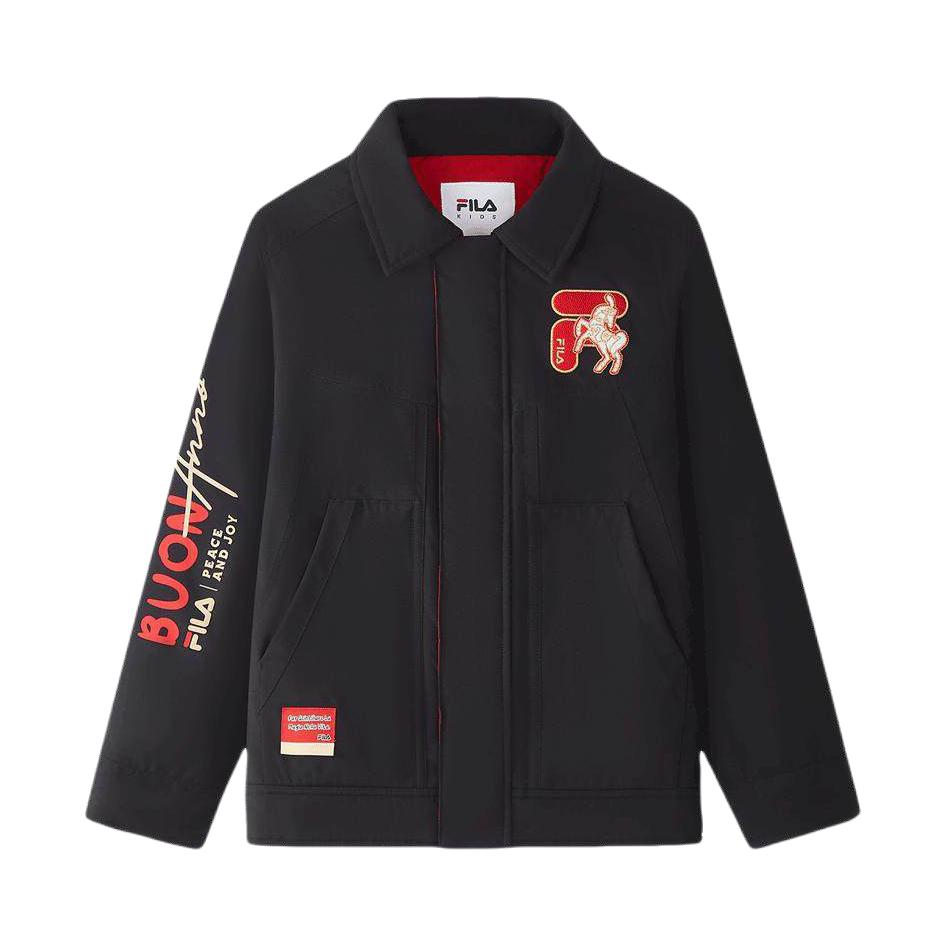 推荐商品：FILA/斐乐童装 2026SS 拉链聚酯纤维翻领棉服 男中大童 K12B614904F 传奇蓝