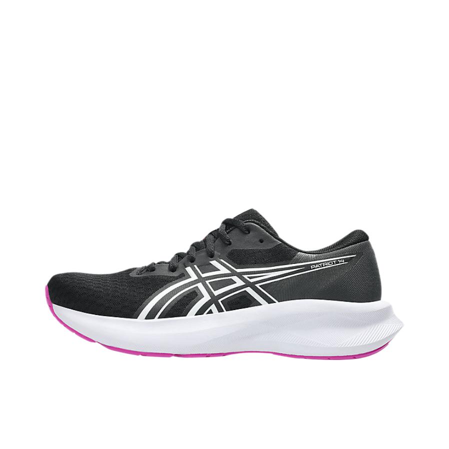 推荐商品：Asics/亚瑟士 PATRIOT 14 跑鞋 竞速回弹透气橡胶轻量支撑耐穿 黑色/数码樱花