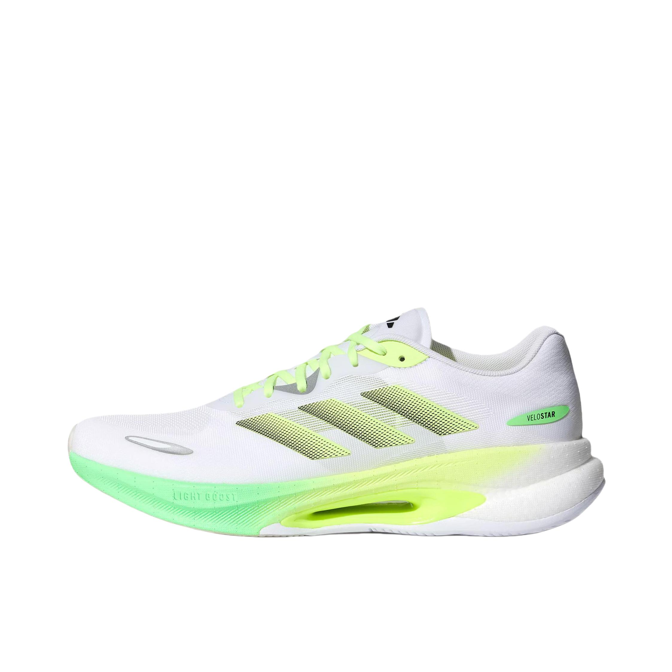 推荐商品：adidas VELOSTAR 跑鞋 超轻稳定缓震回弹排汗贴合体测训练 白色/绿色