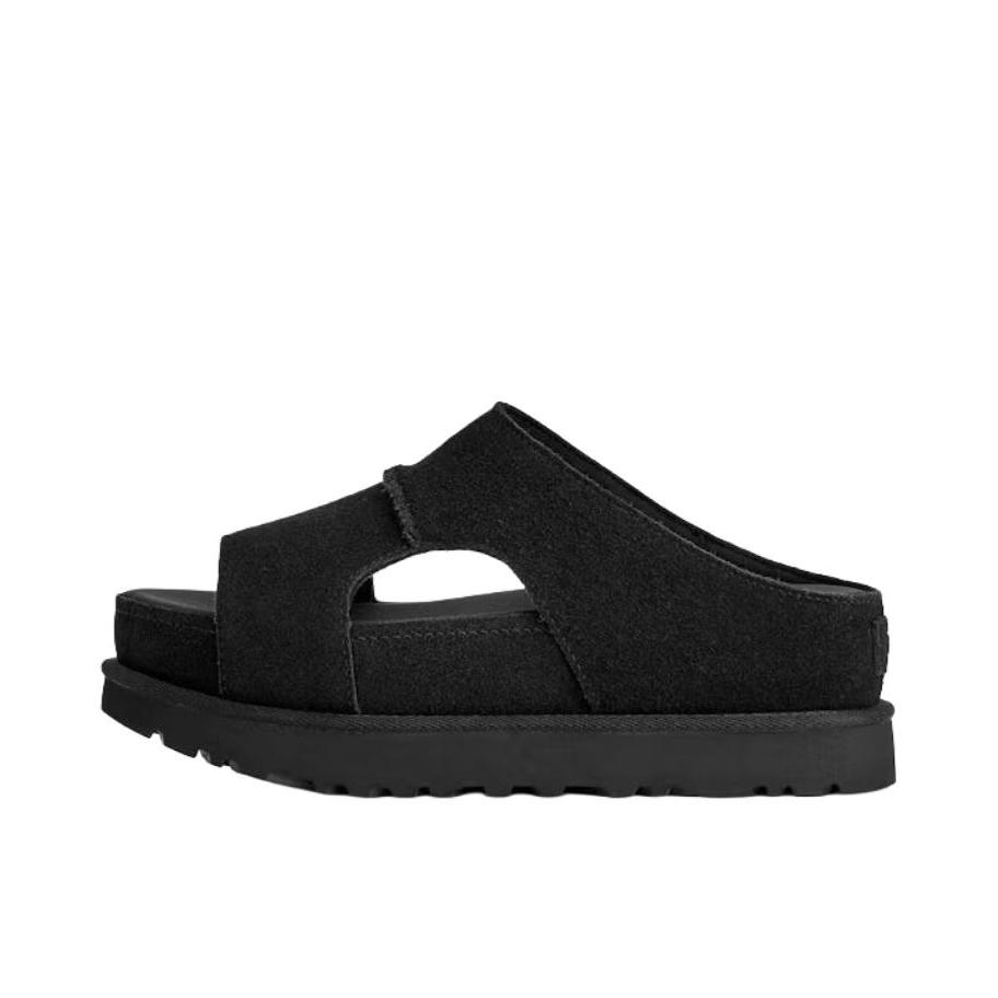 推荐商品：UGG Goldenstar Hi Cutout Slide 拖鞋 简约厚底时尚 黑色