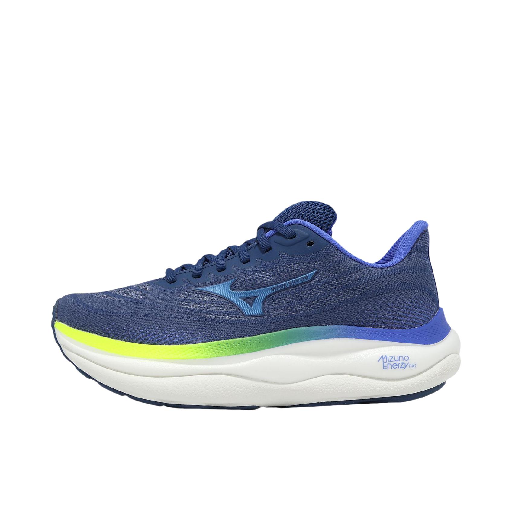 推荐商品：Mizuno/美津浓 WAVE SKY 9 慢跑鞋 跑鞋 缓震支撑稳定防滑软弹 深蓝色