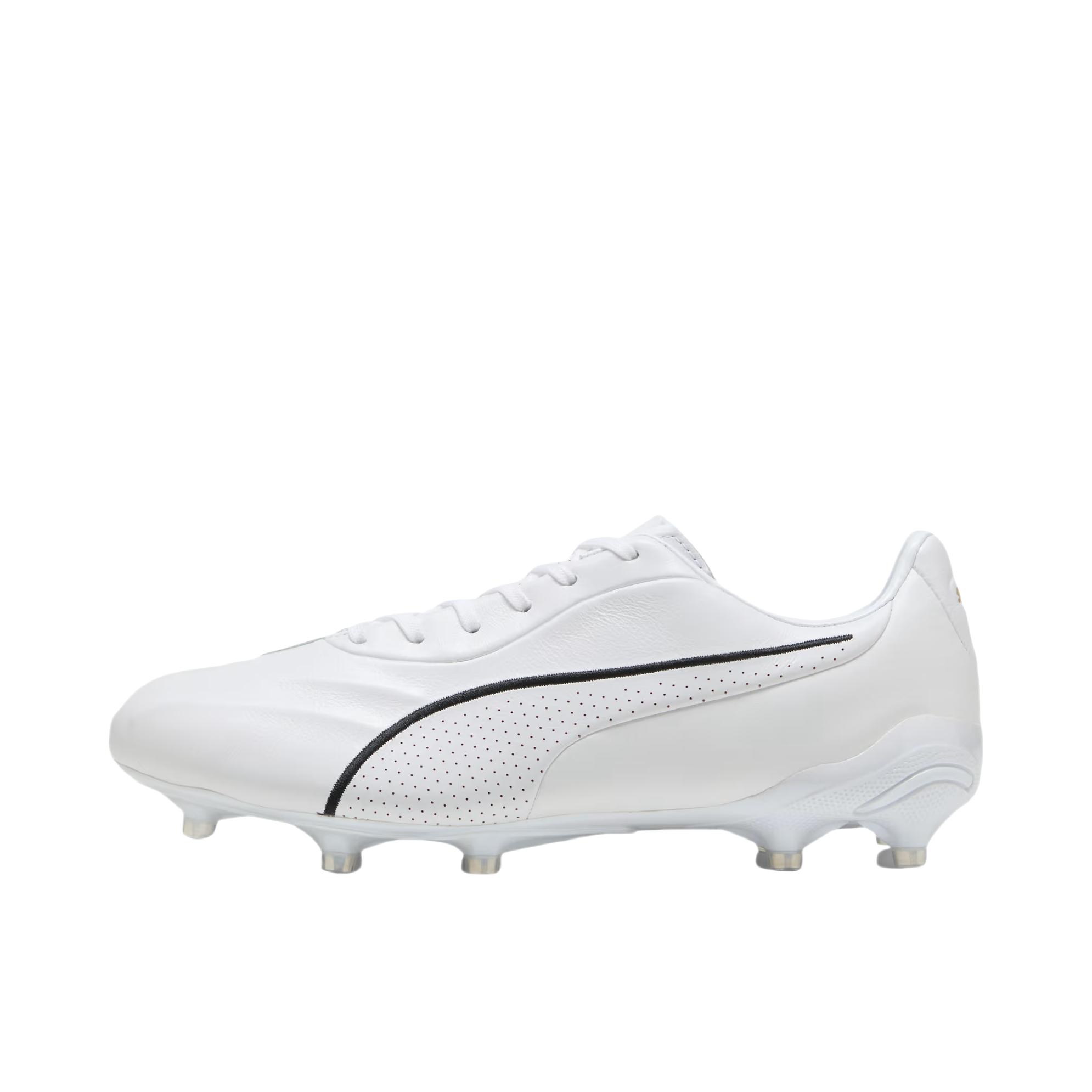 推荐商品：Puma/彪马 King Platinum 21 FG/AG 防滑耐磨 胶质 长钉 多场地 天然草坪 足球鞋 白色/金属金/黑色 