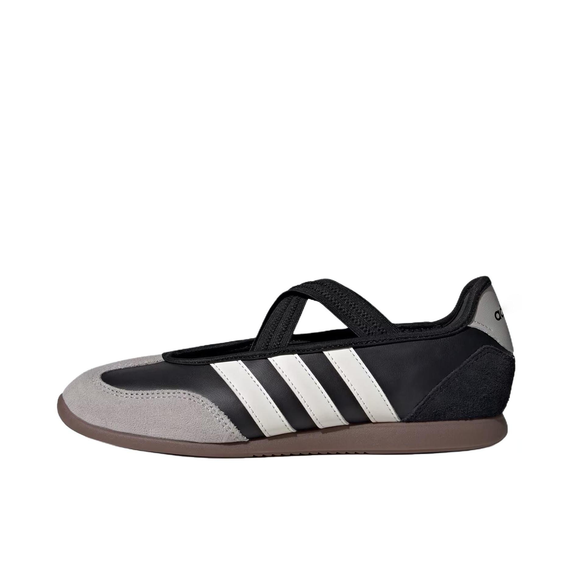 推荐商品：adidas BARREDA MARY JANE 运动休闲鞋 圆头舒适玛丽珍芭蕾风薄底T头鞋 黑色/白色