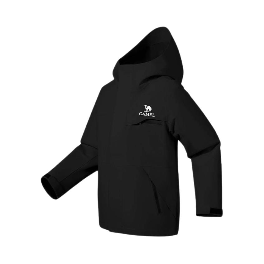 推荐商品：Camel/骆驼童装 防风防水连帽冲锋衣 中大童 D66BATG060 黑