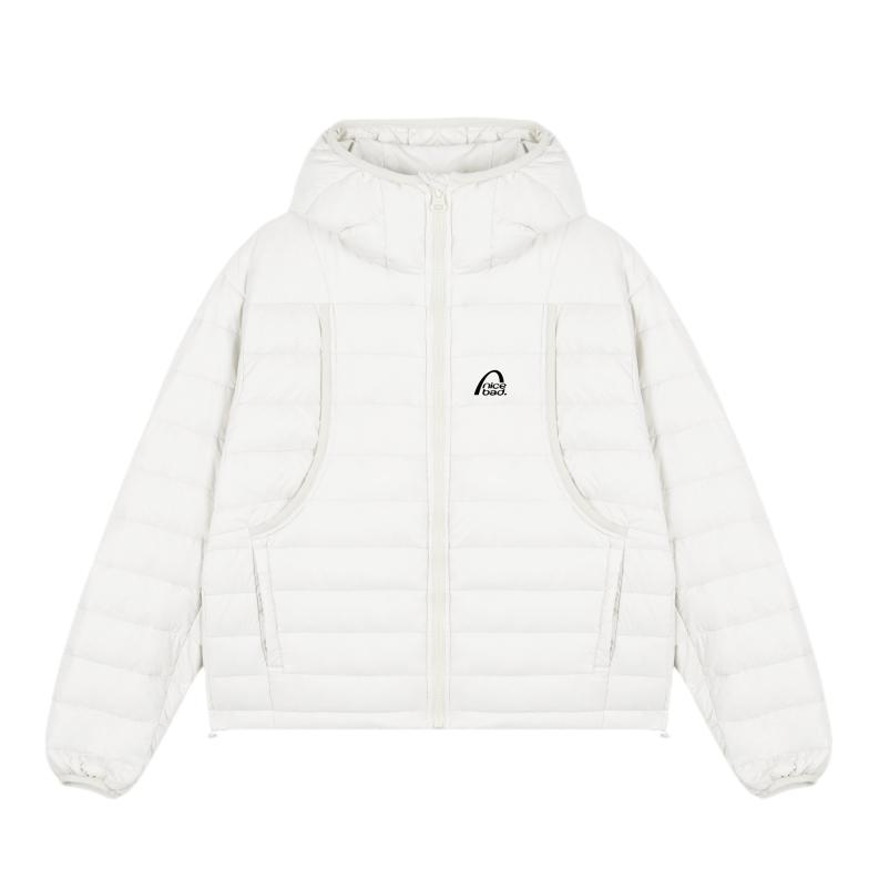 推荐商品：nicebad 拉链白鹅绒字母长袖羽绒服 NBYR25033 米白
