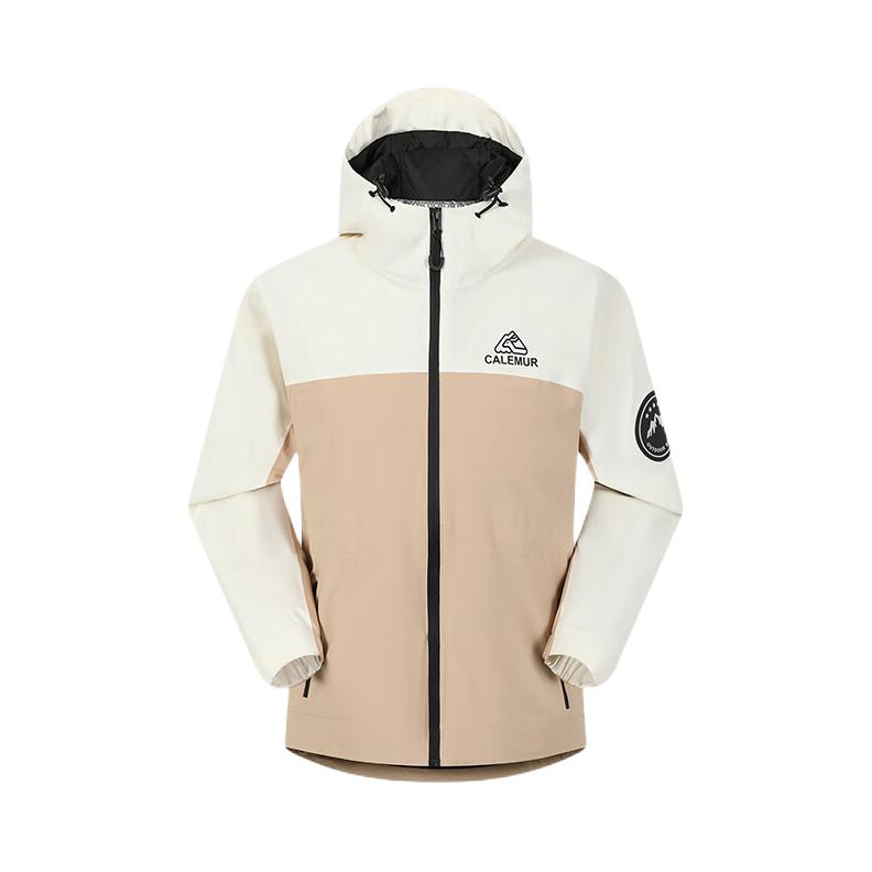 推荐商品：CALEMUR/凯莱牧 一体式连帽长袖冲锋衣 XS160/80A 浅摩卡拼月光白