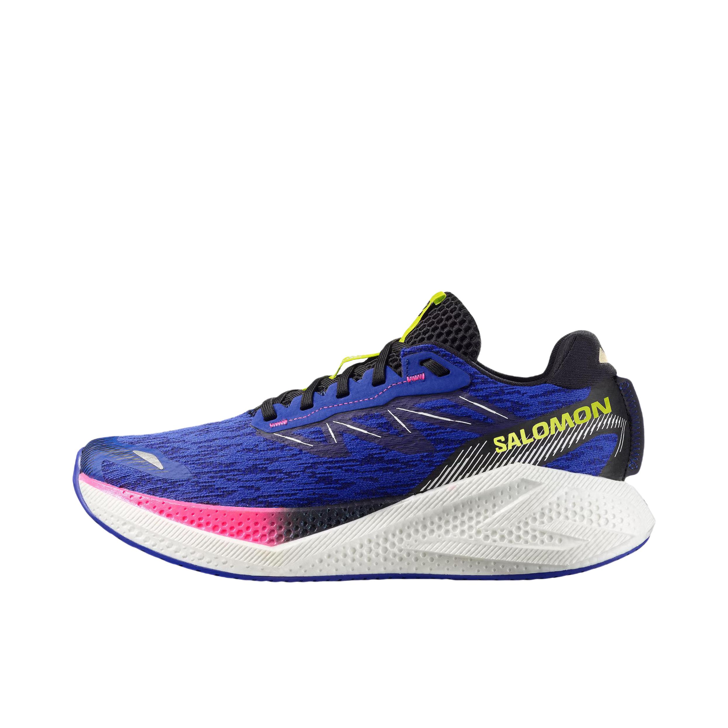 推荐商品：Salomon/萨洛蒙 AERO GLIDE 4 跑鞋 透气缓震跑步运动轻户外耐穿越野回弹减震包裹性贴合 蓝色/黄色