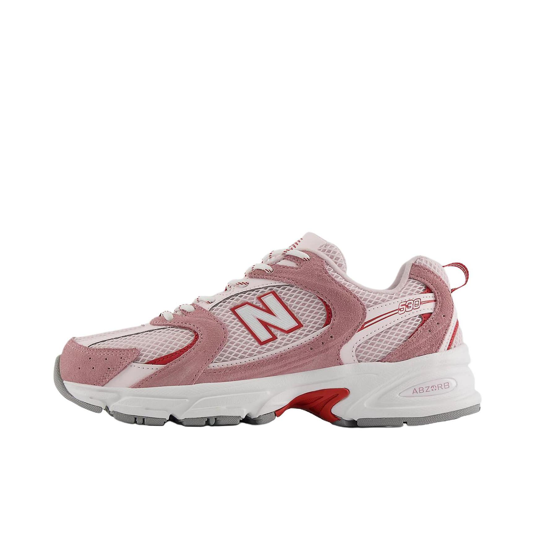 推荐商品：New Balance MR530 跑鞋 圆头经典拼接复古缓震防滑耐磨网面透气支撑 D宽/粉色/红色
