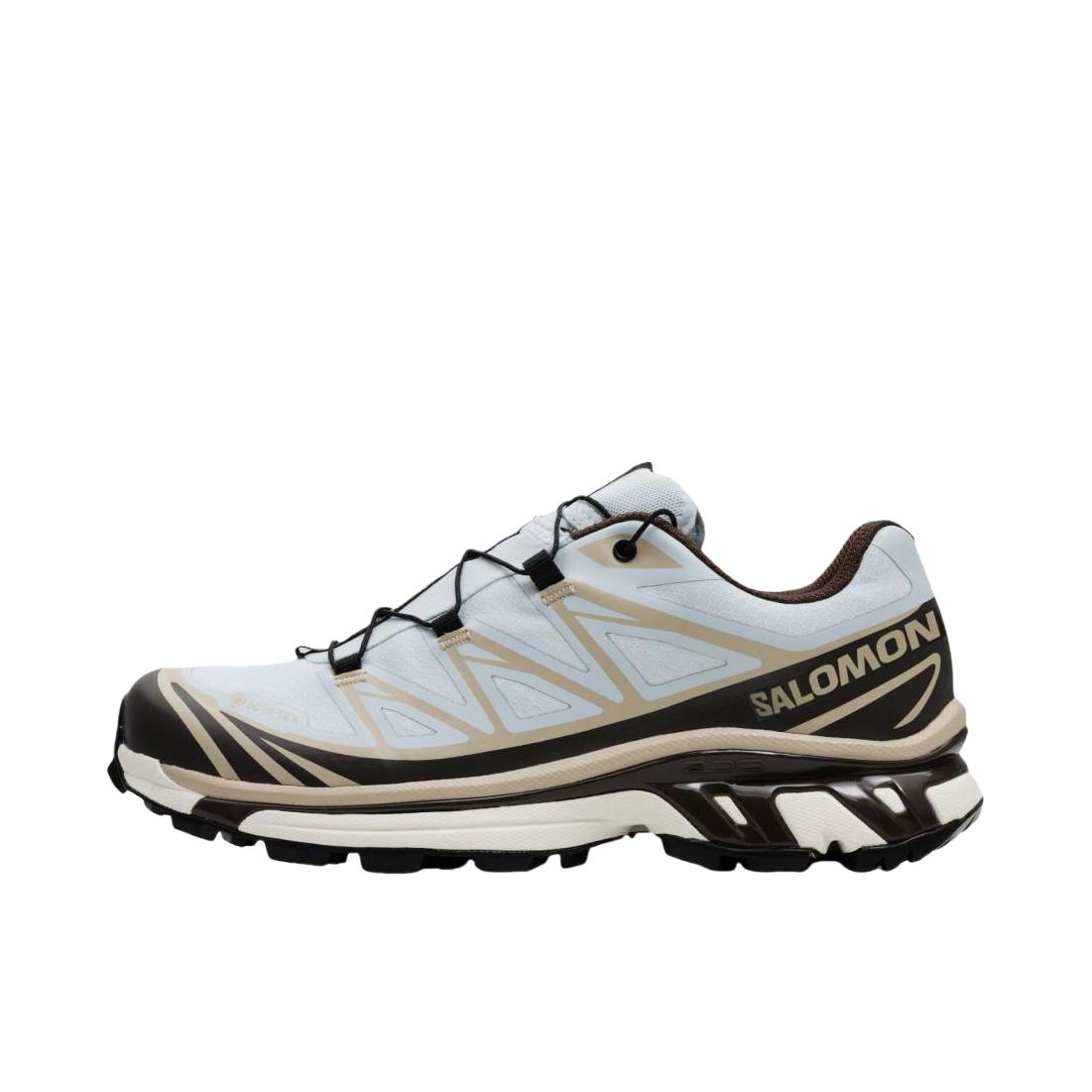 推荐商品：Salomon/萨洛蒙 XT-6 GTX 户外休闲鞋 防水包裹性支撑百搭厚底抽绳 Naked Copenhagen联名/女款/浅蓝色/黑色