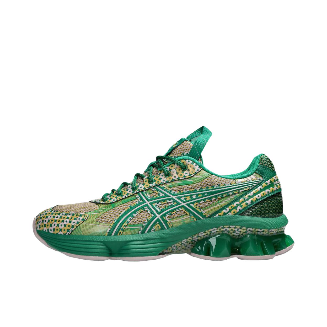 推荐商品：Asics/亚瑟士 GEL-KINETIC FLUENT 合成革 支撑 回弹 防滑 耐磨 跑鞋 KIKO KOSTADINOV联名/绿色/棕色