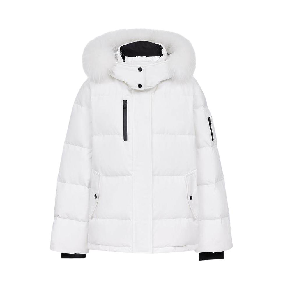 推荐商品：Vero Moda 白鸭绒厚款连帽短款长袖羽绒服 女装 325423038 本白