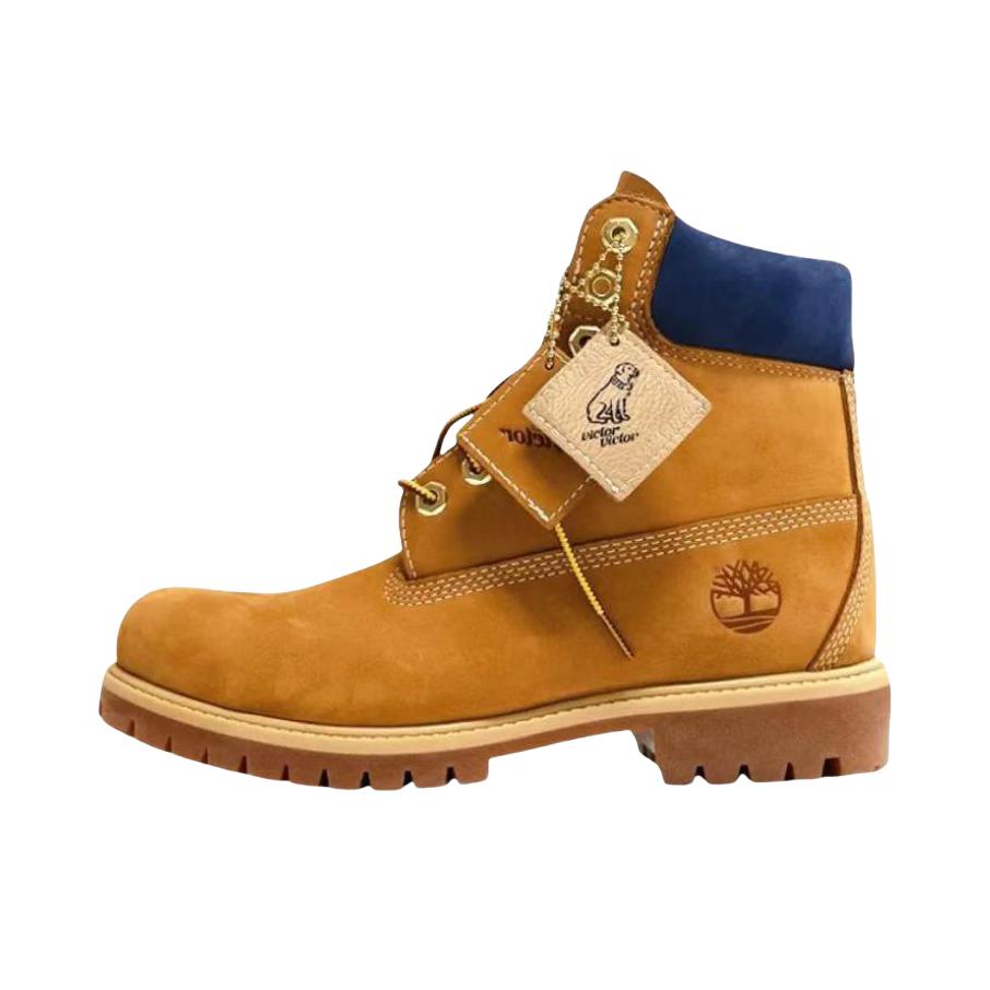 推荐商品：Timberland/添柏岚 PREMIUM系列 中筒 系带 平跟 橡胶 防水 时装靴 Victor Victor联名/棕色/蓝色 