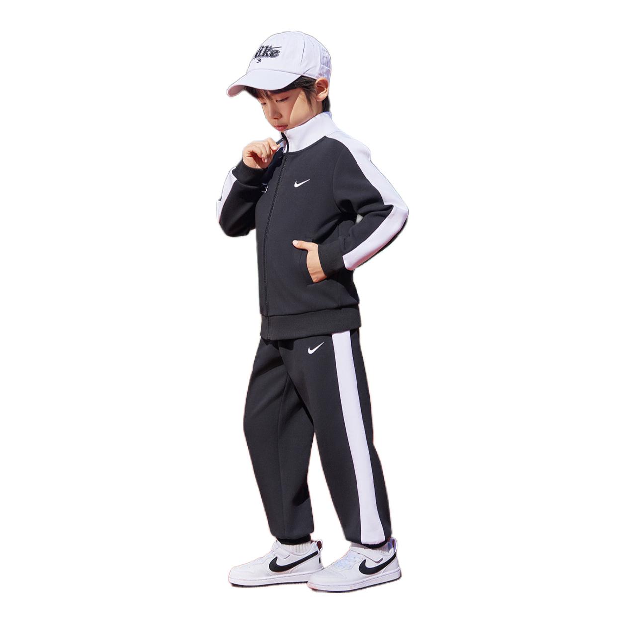 推荐商品：Nike/耐克童装 3brand系列开衫亲肤透气长袖运动套装 中大童 N32612174GS 正黑色