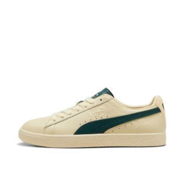 推荐商品：Puma/彪马 CLYDE PLAYERS 复古 皮革 轻便透气 防滑耐磨 低帮 薄底 系带 板鞋 奶油香草色/深绿色
