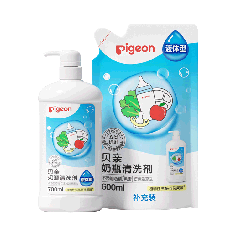 推荐商品：贝亲 /Pigeon 婴儿奶瓶奶嘴清洁剂植物性原料洗洁精清洁餐具玩具奶渍