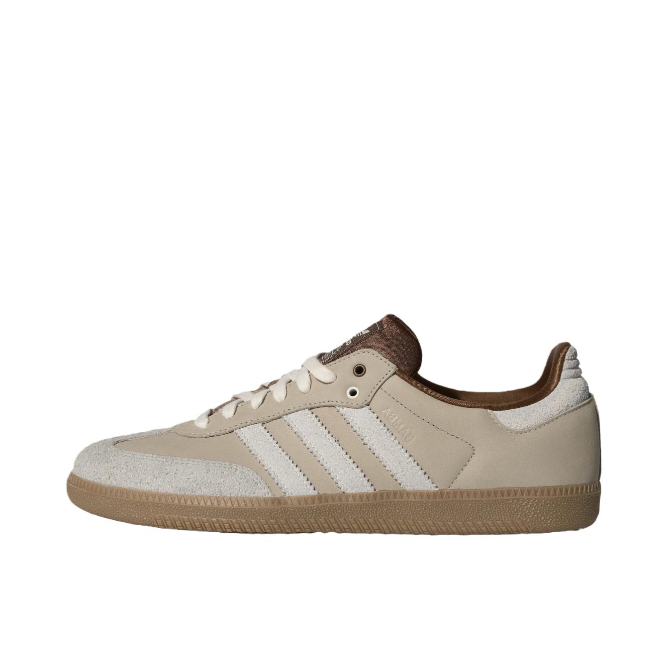 推荐商品：adidas Originals Samba OG T头鞋 板鞋 经典复古舒适百搭耐磨合成革圆头薄底贴合 奇迹棕/亮白色/树脂黄