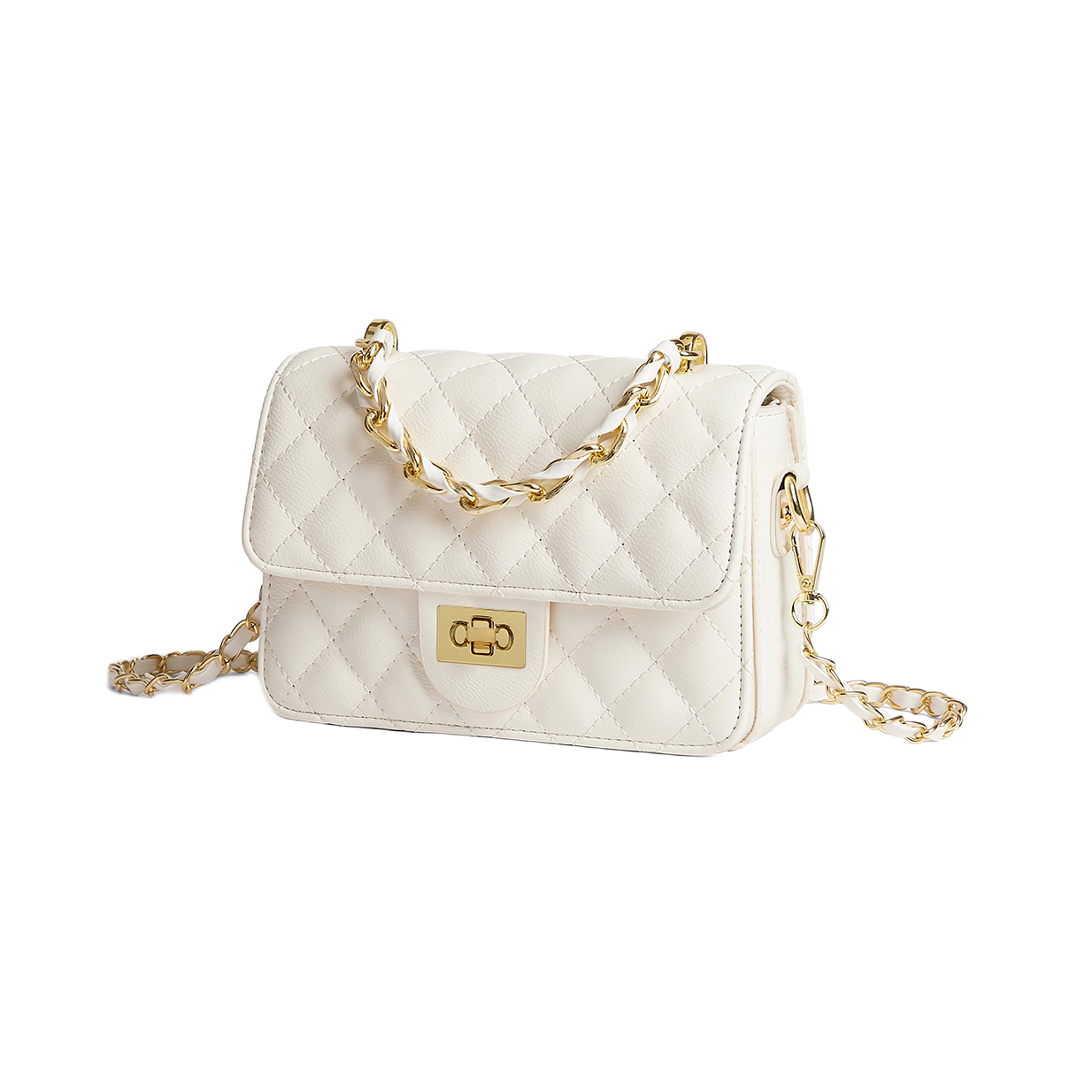 推荐商品：CORALDAISY/卡洛黛茜 常规多色高级感小香风菱格高颜值优雅百搭通勤合成革单肩小方包链条包手提包斜挎包