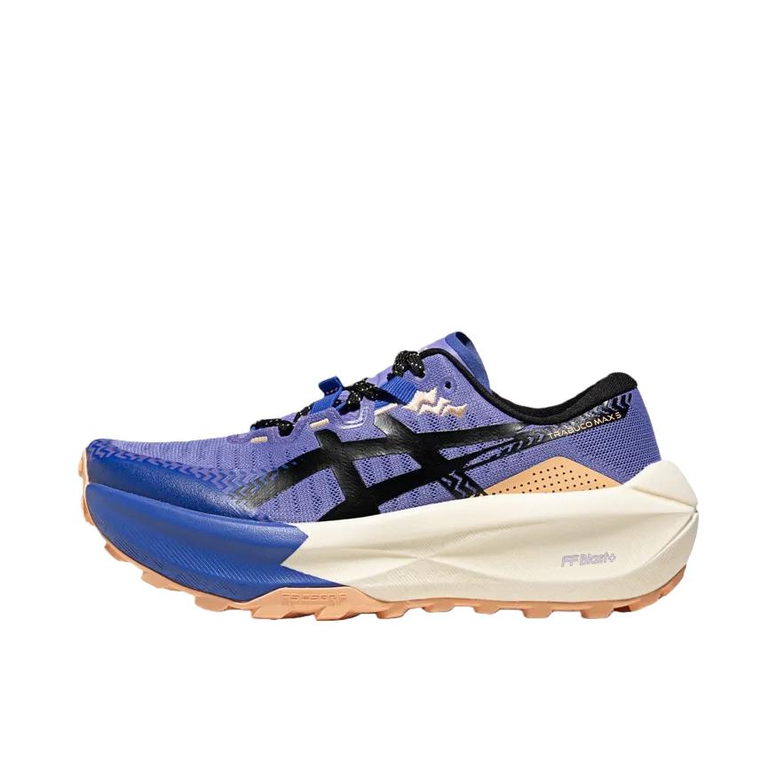 推荐商品：Asics/亚瑟士 TRABUCO MAX 5 越野跑鞋 圆头系带防水抓地缓震贴合 紫色/深黑色