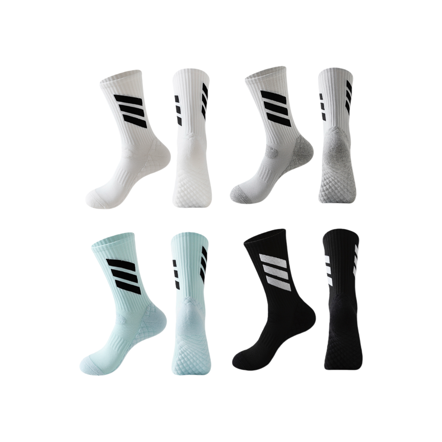 推荐商品：BEAR UNION 简约条纹防滑减震加厚运动中筒袜