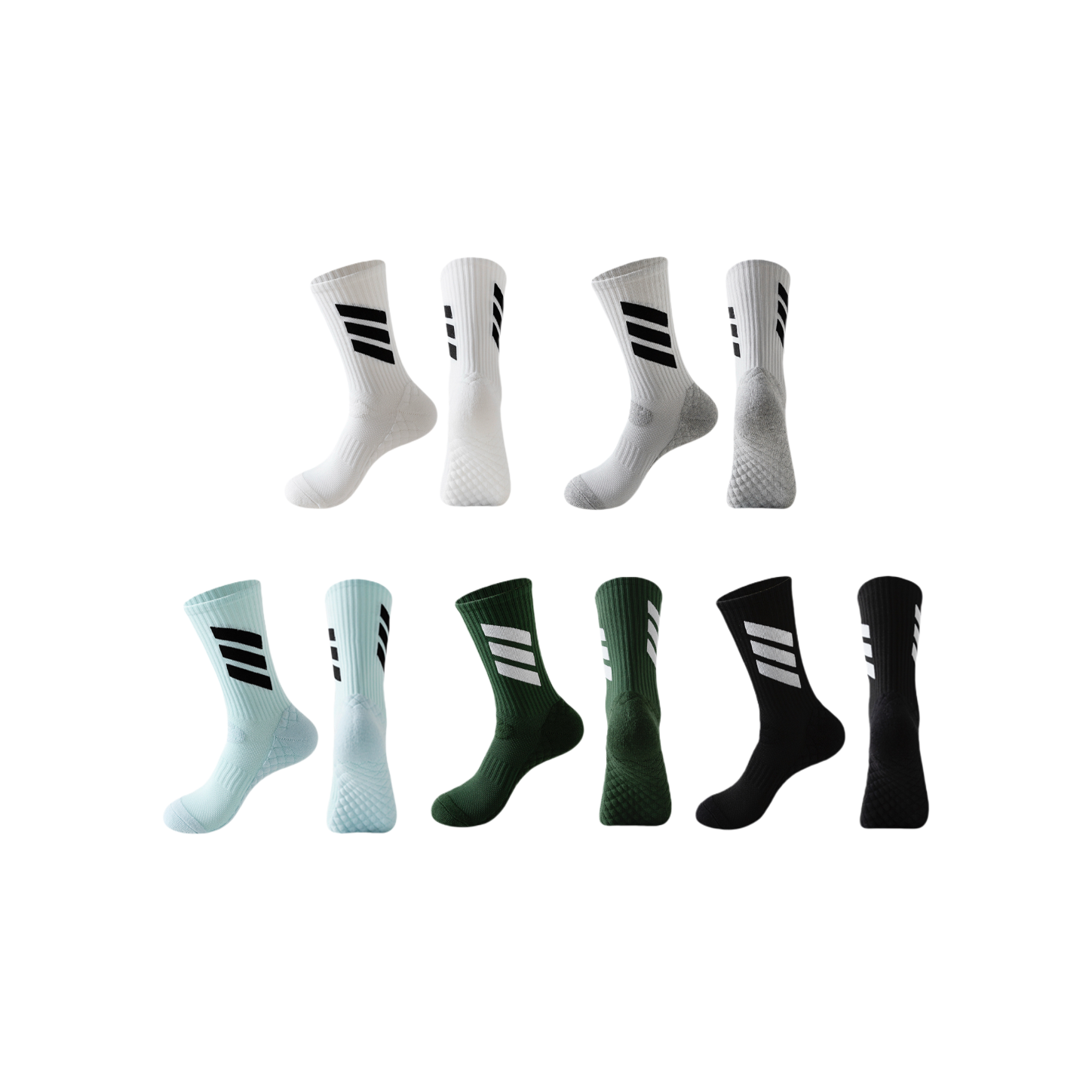 推荐商品：BEAR UNION 简约条纹防滑减震加厚运动中筒袜