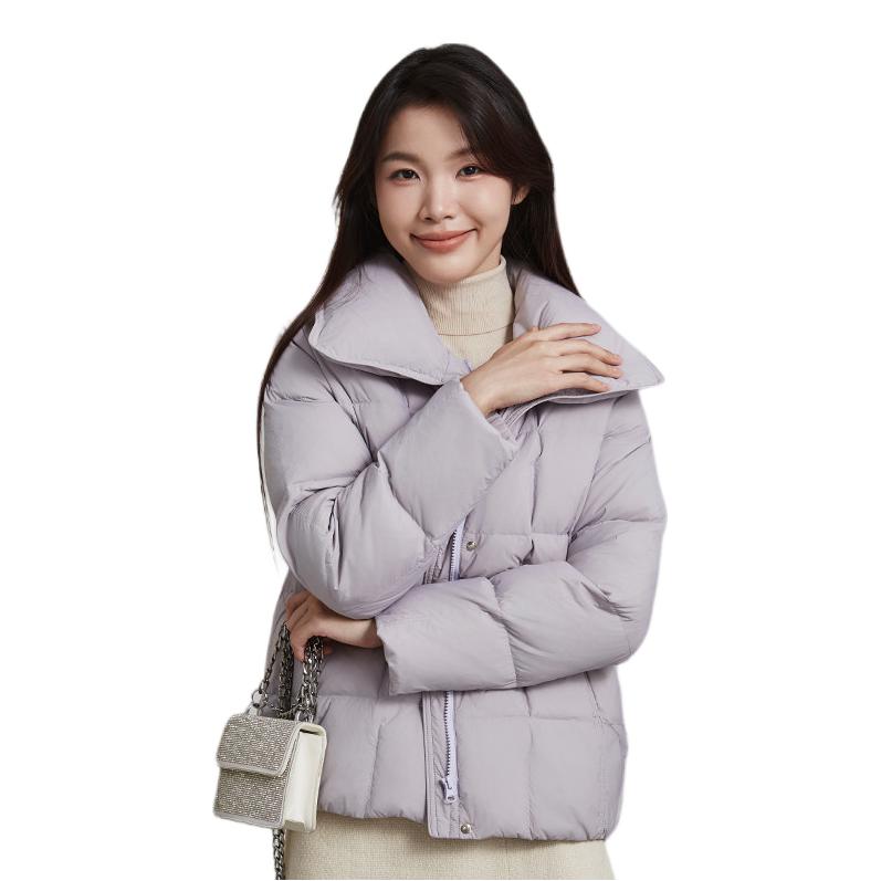 推荐商品：暖频道 轻熟加厚短款鸭绒长袖羽绒服 女装 623116 藤灰紫