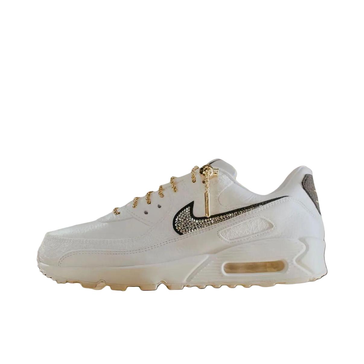 推荐商品：Nike Air Max 90 跑鞋 气垫合成革缓震透气复古增高圆头贴合拼接 Victor Solomon联名/白色