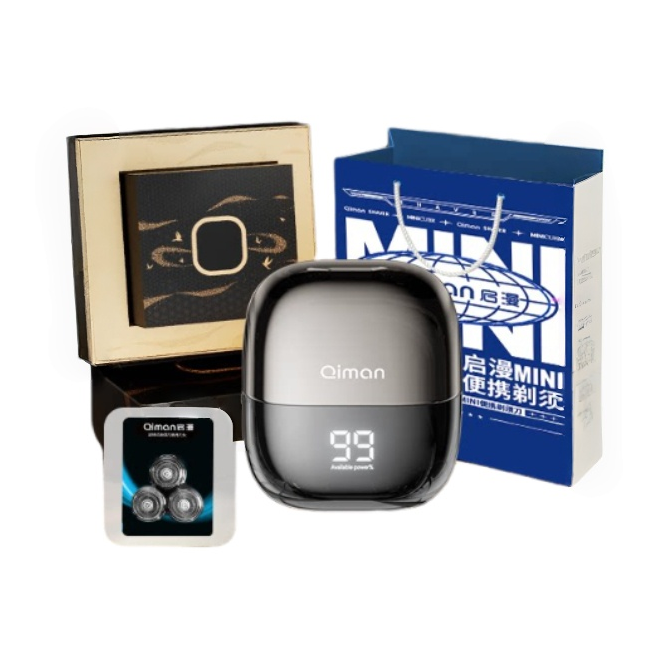 推荐商品：【礼盒装】Qiman/启漫 QM7000 电动剃须刀 轻音 干湿两用 迷你便携